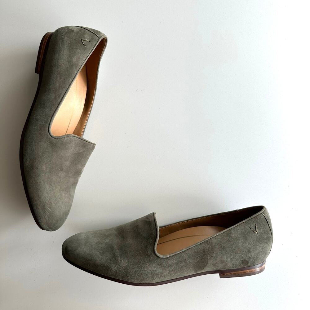 Vionic Willa Nubuck Slip On Comfort Travel Walking Olive Loafer Shoes 9